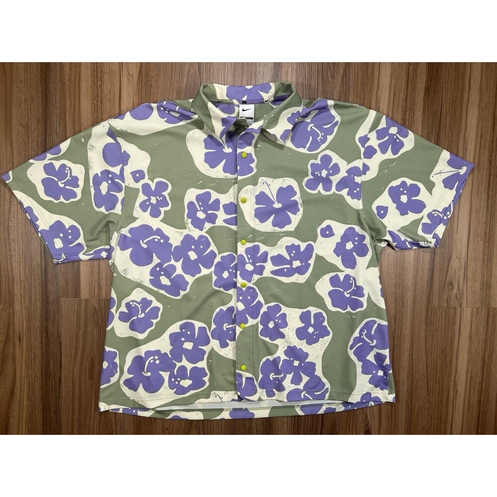 Nike Naomi Osaka Snap Up Floral Shirt Large Green Purple Loose Fit